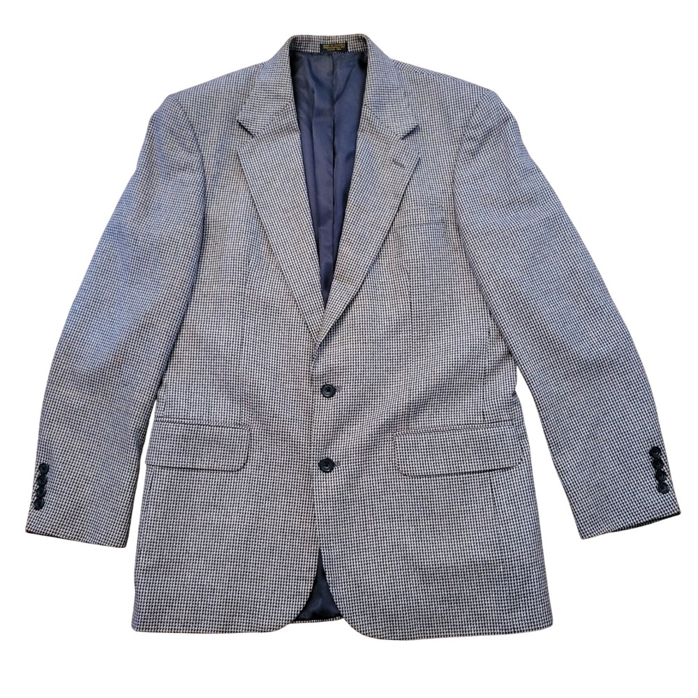 Oscar de la Renta 40L Blazer Silk Wool Tweed Micro Check Sport Coat Jacket
